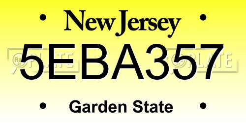 5EBA357 New Jersey License Plate