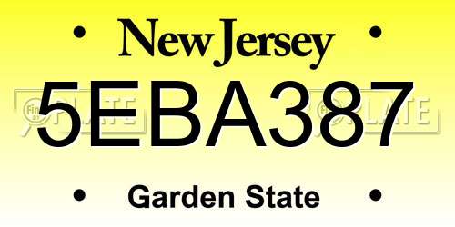 5EBA387 New Jersey License Plate