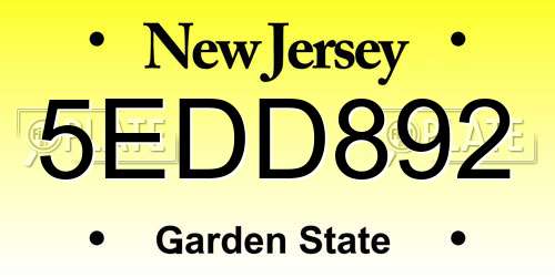 5EDD892 New Jersey License Plate