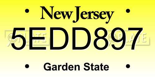 5EDD897 New Jersey License Plate