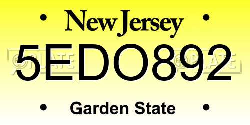 5EDO892 New Jersey License Plate