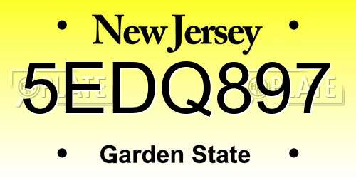 5EDQ897 New Jersey License Plate