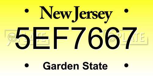 5EF7667 New Jersey License Plate