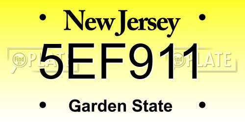 5EF911 New Jersey License Plate