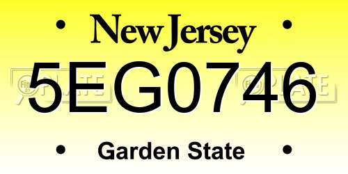 5EG0746 New Jersey License Plate
