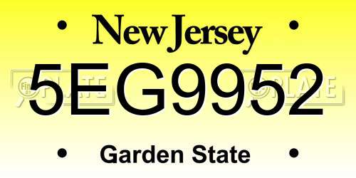 5EG9952 New Jersey License Plate