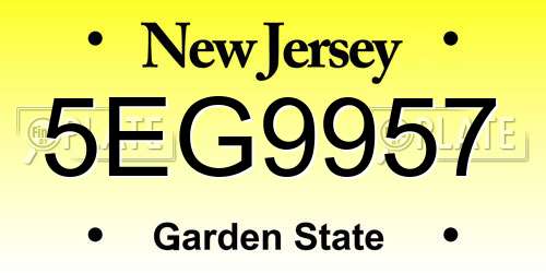 5EG9957 New Jersey License Plate