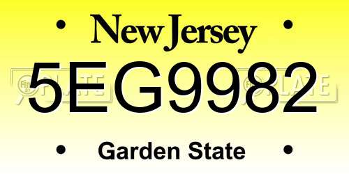 5EG9982 New Jersey License Plate