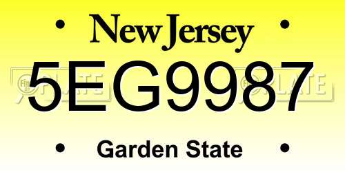 5EG9987 New Jersey License Plate