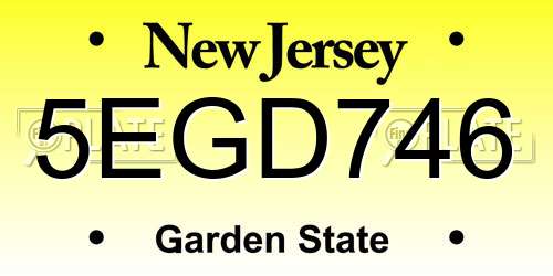 5EGD746 New Jersey License Plate