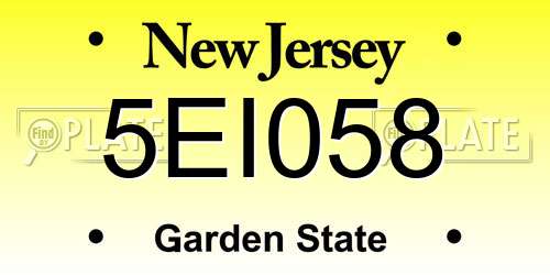 5EI058 New Jersey License Plate