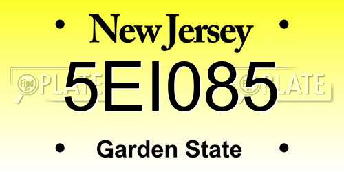 5EI085 New Jersey License Plate