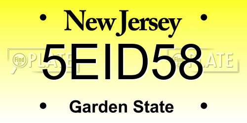 5EID58 New Jersey License Plate