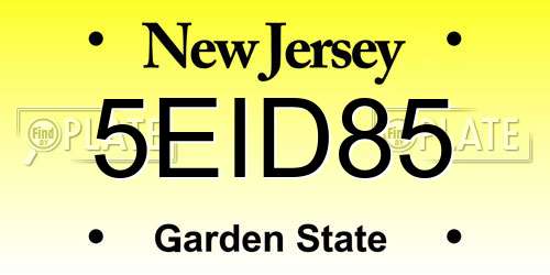 5EID85 New Jersey License Plate