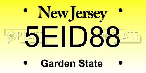 5EID88 New Jersey License Plate