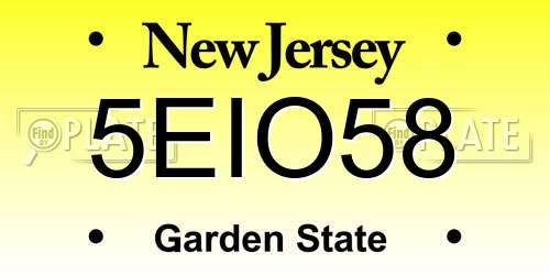 5EIO58 New Jersey License Plate