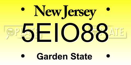 5EIO88 New Jersey License Plate