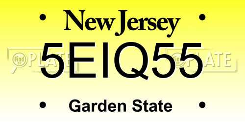 5EIQ55 New Jersey License Plate