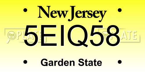 5EIQ58 New Jersey License Plate