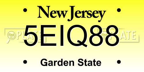5EIQ88 New Jersey License Plate