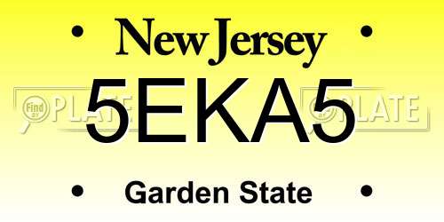 5EKA5 New Jersey License Plate