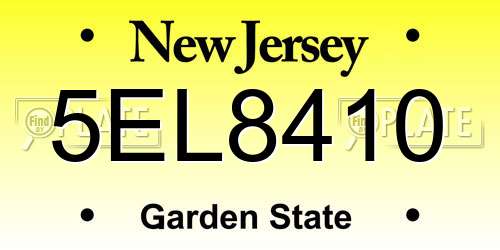 5EL8410 New Jersey License Plate