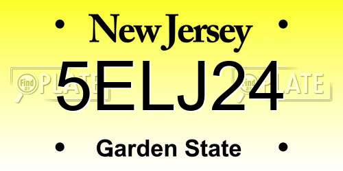 5ELJ24 New Jersey License Plate