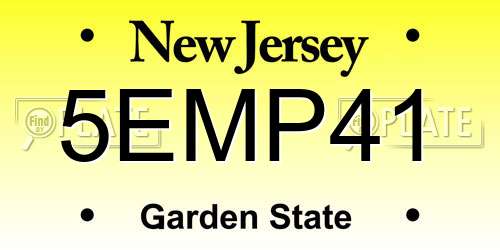 5EMP41 New Jersey License Plate