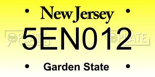 5EN012 New Jersey License Plate