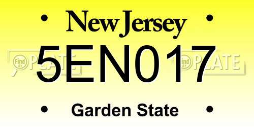5EN017 New Jersey License Plate