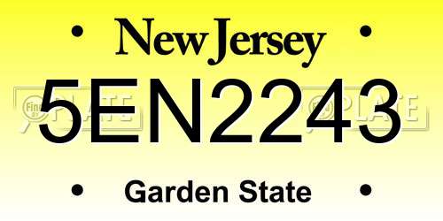 5EN2243 New Jersey License Plate