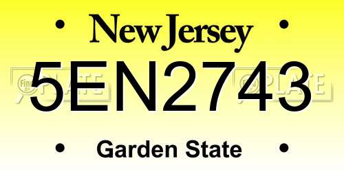 5EN2743 New Jersey License Plate