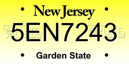 5EN7243 New Jersey License Plate