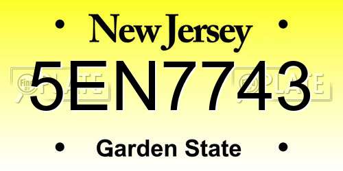 5EN7743 New Jersey License Plate
