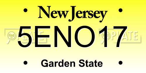 5ENO17 New Jersey License Plate