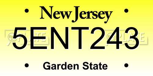5ENT243 New Jersey License Plate