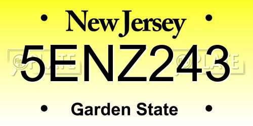 5ENZ243 New Jersey License Plate