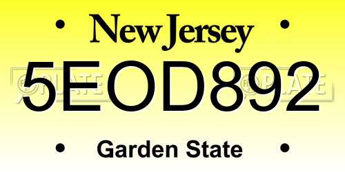 5EOD892 New Jersey License Plate