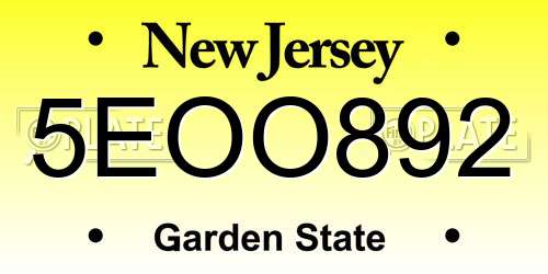 5EOO892 New Jersey License Plate