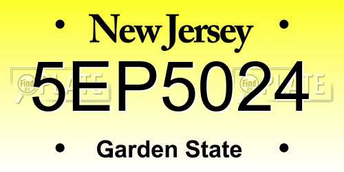 5EP5024 New Jersey License Plate