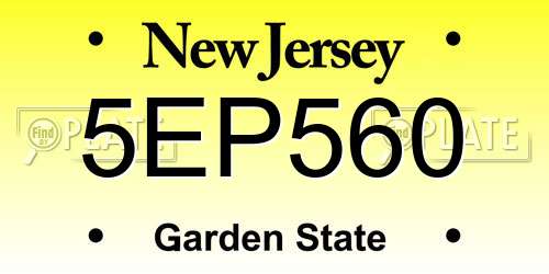 5EP560 New Jersey License Plate