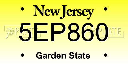 5EP860 New Jersey License Plate