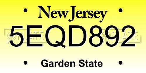 5EQD892 New Jersey License Plate