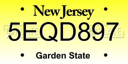 5EQD897 New Jersey License Plate
