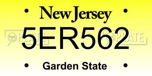 5ER562 New Jersey License Plate