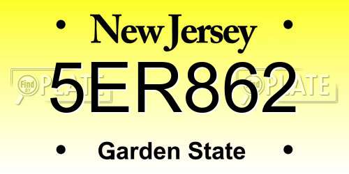 5ER862 New Jersey License Plate