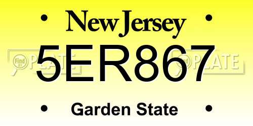 5ER867 New Jersey License Plate