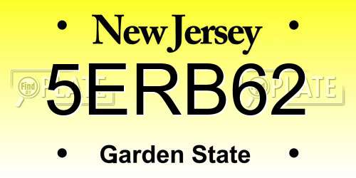 5ERB62 New Jersey License Plate