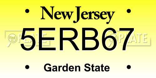 5ERB67 New Jersey License Plate