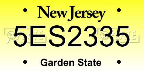 5ES2335 New Jersey License Plate